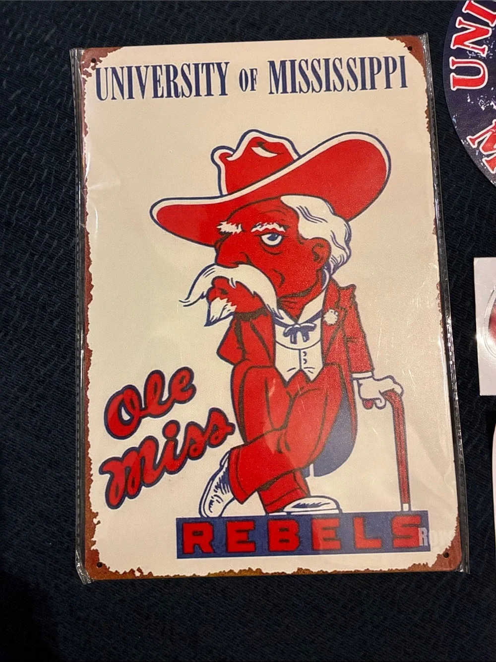 Ole Miss University of Mississippi Sticker’s/Metal Signs Lot - Red & Navy